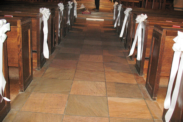 Pew Bows Displayed At Heinz Chapel pew decorations for weddings